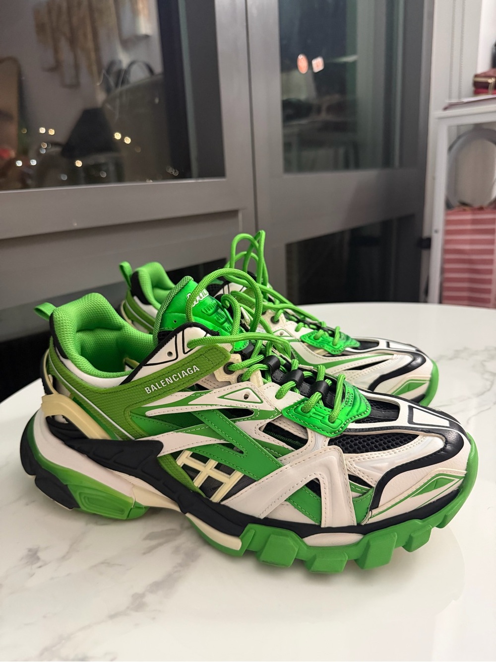 Balenciaga Kids Neon Green & White Trainer Sneakers